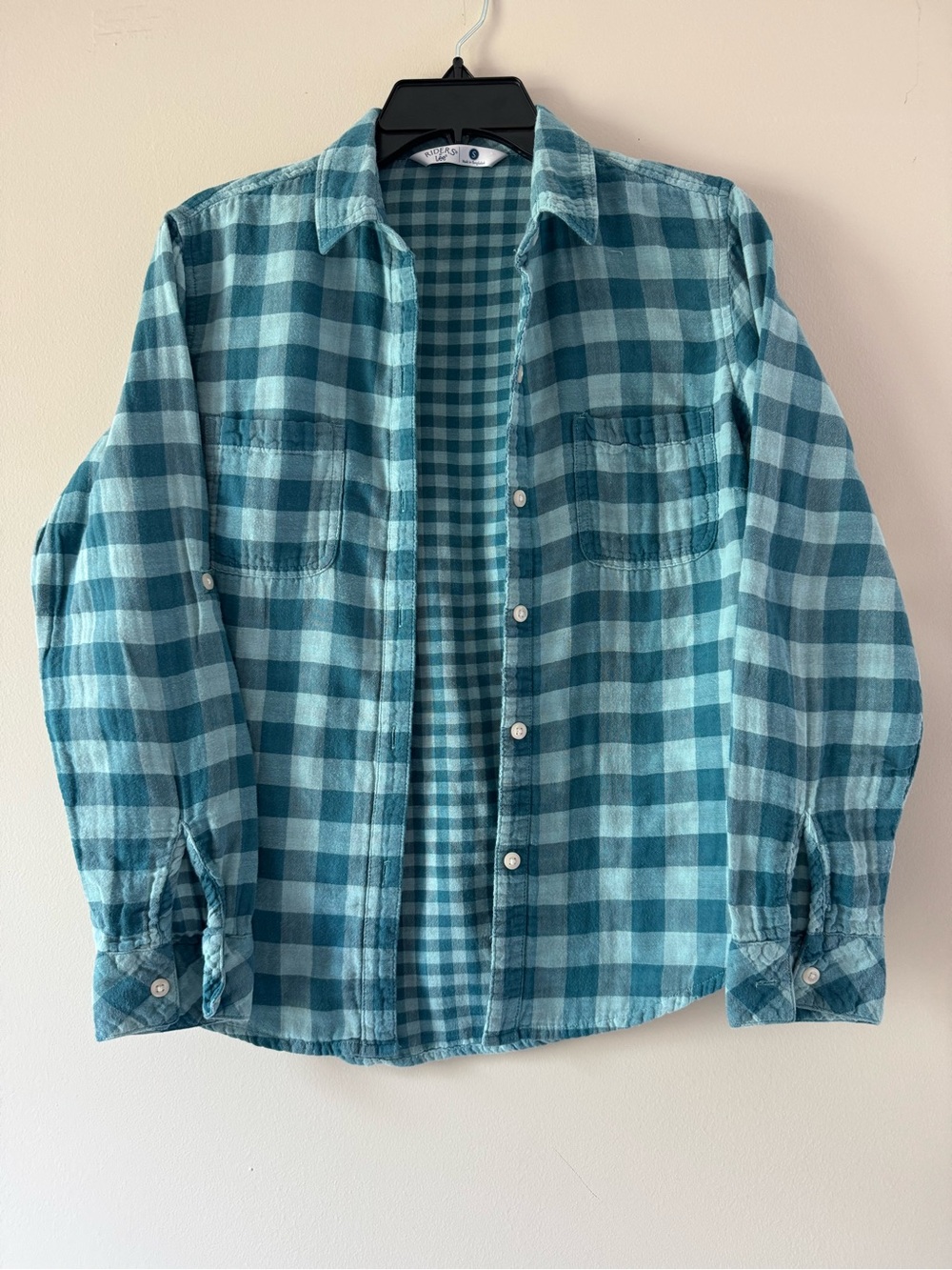Riders by Lee Teal‎ Gingham Button-Down Shirt(207)
